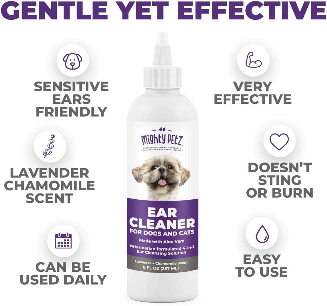 Mighty Petz Dog Ear Cleaner – Gentle Pet Ear Wash for Routine Ear Hygiene For Dogs and Cats 8 oz - Image 3