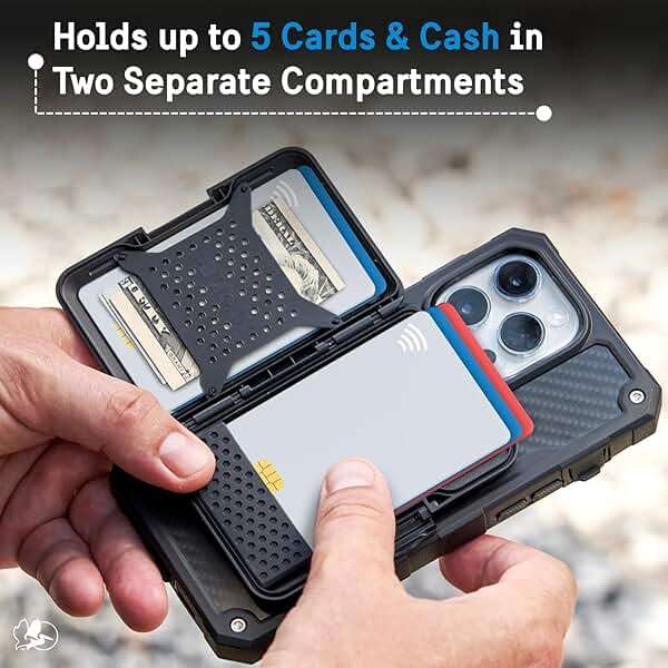 Pelican iPhone MagSafe Wallet with RFID Blocking - Military STD Snap-On Magnetic Phone Wallet for Cash and Phone Card Holder - Detachable Card Holder for iPhone Pro Max 17/16/15/14/13/Pixel 10 - Black - Image 4