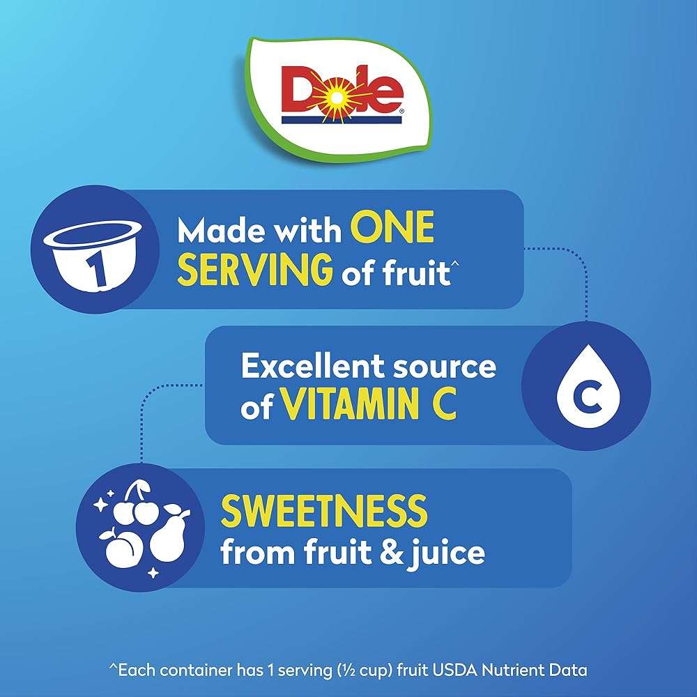 Dole Diced Peaches, Mandarin Oranges, and Cherry Mixed Fruit in 100% Juice Variety Pack - Dole Fruit Bowls Snacks - 4 oz Bowls - 12 Pack - Image 3