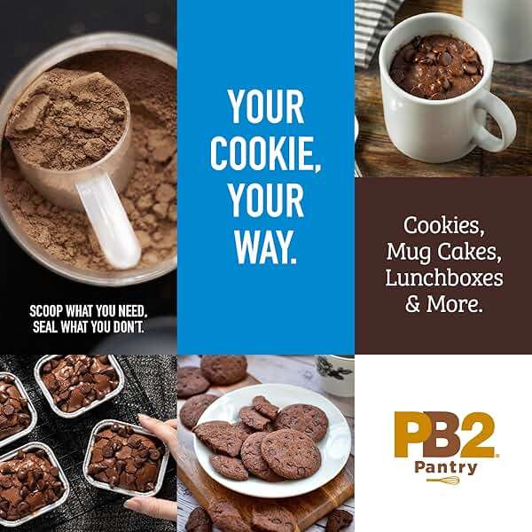 PB2 Pantry Double Chocolate Chip Cookie Mix - 16oz Jar | Certified Vegan, Gluten Free, Non-GMO, 4g Plant Protein Per Cookie - Image 7