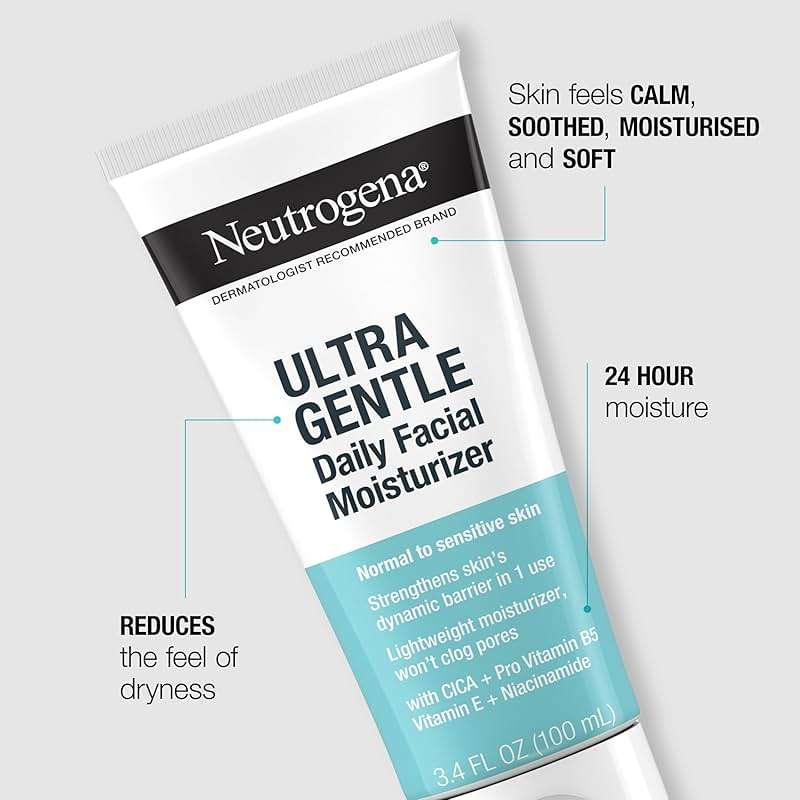 Neutrogena Face Moisturizer Ultra Gentle Daily Face Moisturizer for Sensitive Skin with Vitamin B3, Pro-Vitamin B5, and Vitamin E, Hydrating Moisturizer, 3.4 fl oz - Image 5