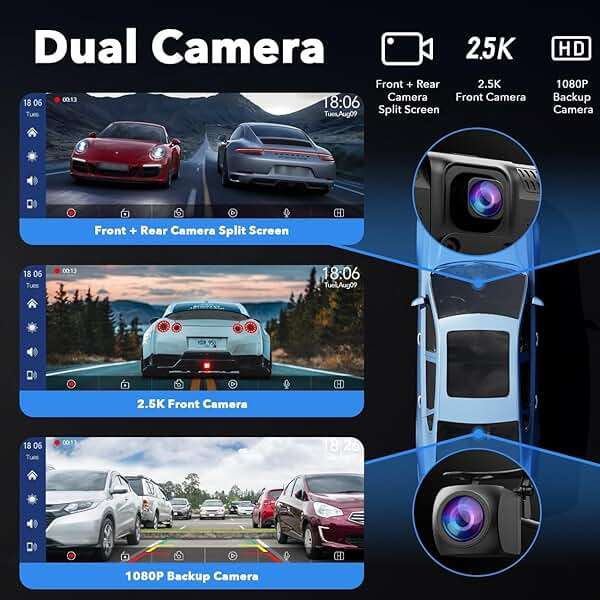 LAMTTO 9.26" Wireless Carplay and Android Auto with 2.5K Dash Cam, 1080P Backup Camera, Portable Touchscreen GPS Navigation for Car, Car Stereo Receiver with Bluetooth,AirPlay,AUX,FM,Googel,Siri - Image 3