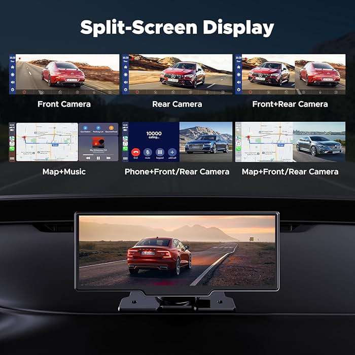 LAMTTO 9.26" Wireless Carplay and Android Auto with 2.5K Dash Cam, 1080P Backup Camera, Portable Touchscreen GPS Navigation for Car, Car Stereo Receiver with Bluetooth,AirPlay,AUX,FM,Googel,Siri - Image 6