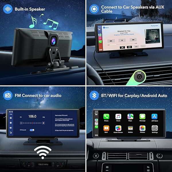 LAMTTO 9.26" Wireless Carplay and Android Auto with 2.5K Dash Cam, 1080P Backup Camera, Portable Touchscreen GPS Navigation for Car, Car Stereo Receiver with Bluetooth,AirPlay,AUX,FM,Googel,Siri - Image 7