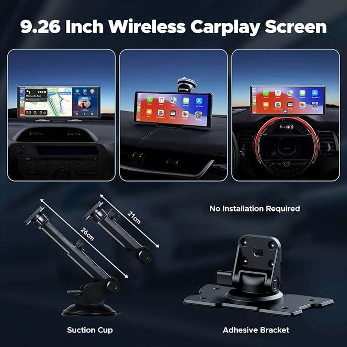 LAMTTO 9.26" Wireless Carplay and Android Auto with 2.5K Dash Cam, 1080P Backup Camera, Portable Touchscreen GPS Navigation for Car, Car Stereo Receiver with Bluetooth,AirPlay,AUX,FM,Googel,Siri - Image 9