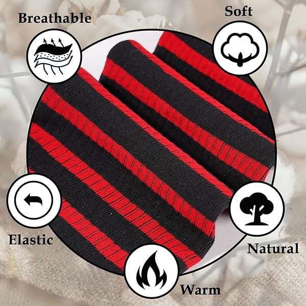 Moon Wood Plus Size Thigh High Socks for Women Knit Cotton Extra Long Striped Over the Knee High Socks Leg Warmers - Image 3