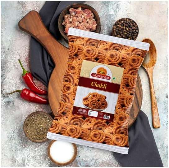 Ghotaram Butter Chakli Chakoli, Murukku, Bhajni Chakli, Bhajni Chakli Namkeen Snacks for Foodie Indians Ready to Eat snacks - Tea Time Chakli, Chakli Diwali Rakhi Snack and Namkeen-250 * 1Pack - Image 3