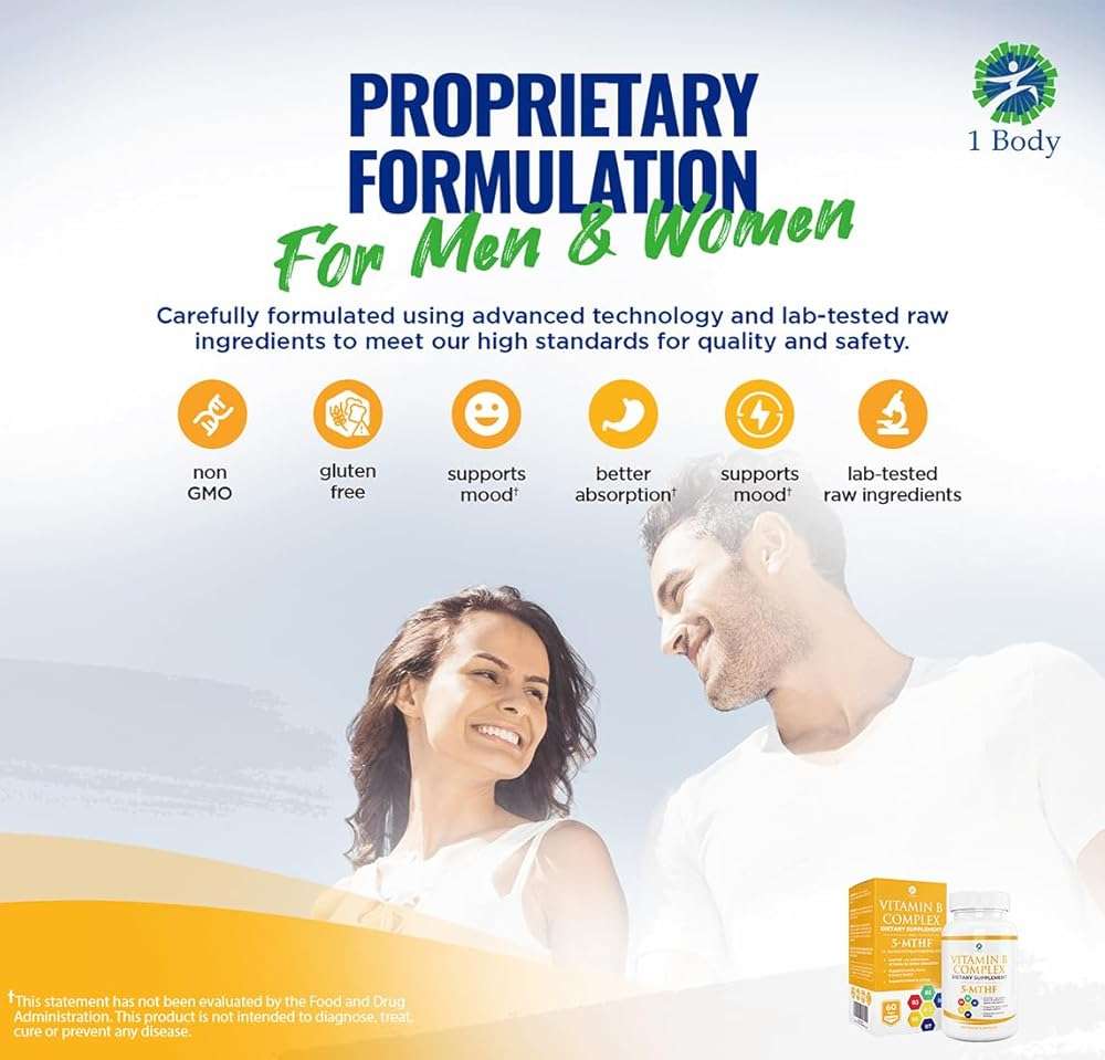 1 Body Vitamin B Complex 3 Pack – Bioavailable B Vitamins with 5-MTHF Folate, B1, B2, B5, B6, Methyl B12, Niacin & Biotin – Non-GMO, Vegan, Made in USA - Image 7