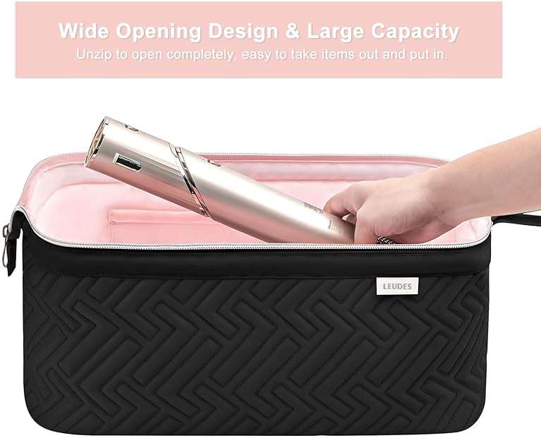Leudes Hair Tools Travel Bag for Shark Flexstyle Carrying Case Portable Shark Hair Air Wrap Dryer Case Waterproof Dustproof Flat Curling Iron Travel Organizer (Black) - Image 6