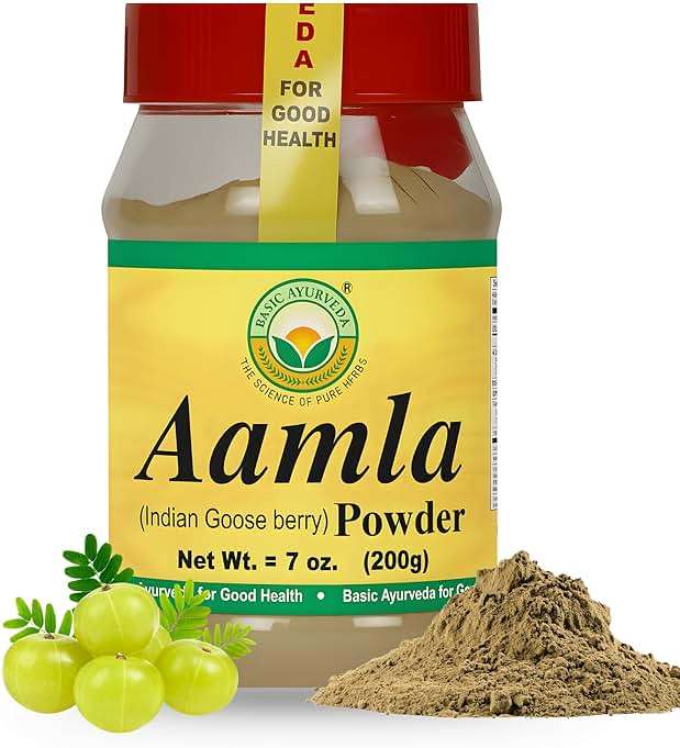 BASIC AYURVEDA Amla Powder | 7.05 Oz (200g) | 100% Raw & Natural Indian Gooseberry (Amalaki) for Hair, Skin & Immunity | No Additives | Ideal for Smoothies, DIY Masks, Herbal Use & Wellness - Image 1