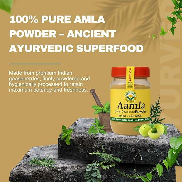 BASIC AYURVEDA Amla Powder | 7.05 Oz (200g) | 100% Raw & Natural Indian Gooseberry (Amalaki) for Hair, Skin & Immunity | No Additives | Ideal for Smoothies, DIY Masks, Herbal Use & Wellness - Image 3
