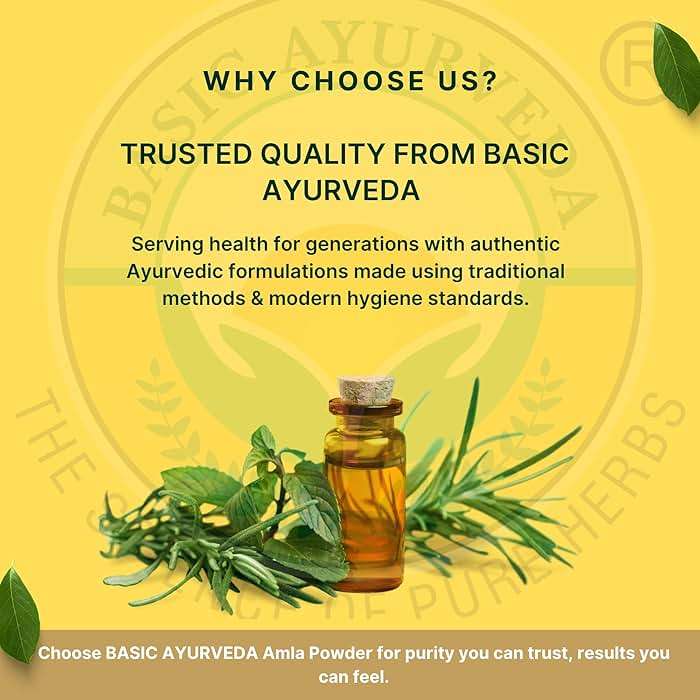 BASIC AYURVEDA Amla Powder | 7.05 Oz (200g) | 100% Raw & Natural Indian Gooseberry (Amalaki) for Hair, Skin & Immunity | No Additives | Ideal for Smoothies, DIY Masks, Herbal Use & Wellness - Image 6