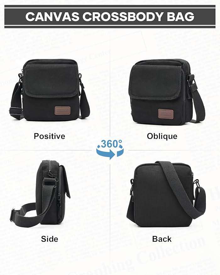 Small Crossbody Bag for Men,Canvas Messenger Shoulder Bags Crossbody Satchel Bag Men's Side Bags Over the Shoulder Purse - Image 3