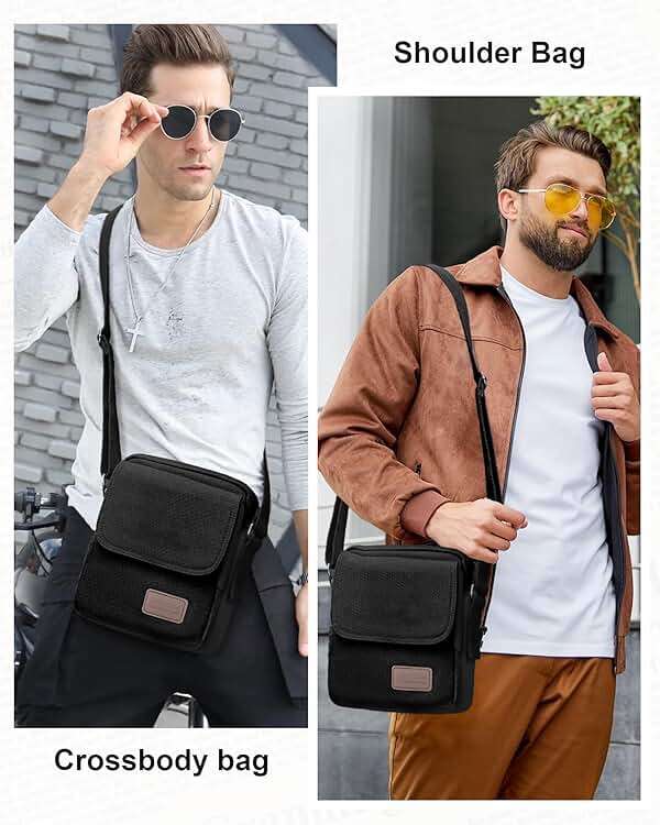 Small Crossbody Bag for Men,Canvas Messenger Shoulder Bags Crossbody Satchel Bag Men's Side Bags Over the Shoulder Purse - Image 4