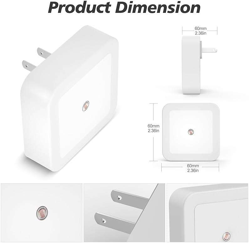 Sujeet Night Light, Night Lights Plug into Wall 4-Pack, Nightlight Plug in Night Lights, Dusk to Dawn Night Lamp Led Night Light for Bedroom, Bathroom, Hallway Warm White - Image 3