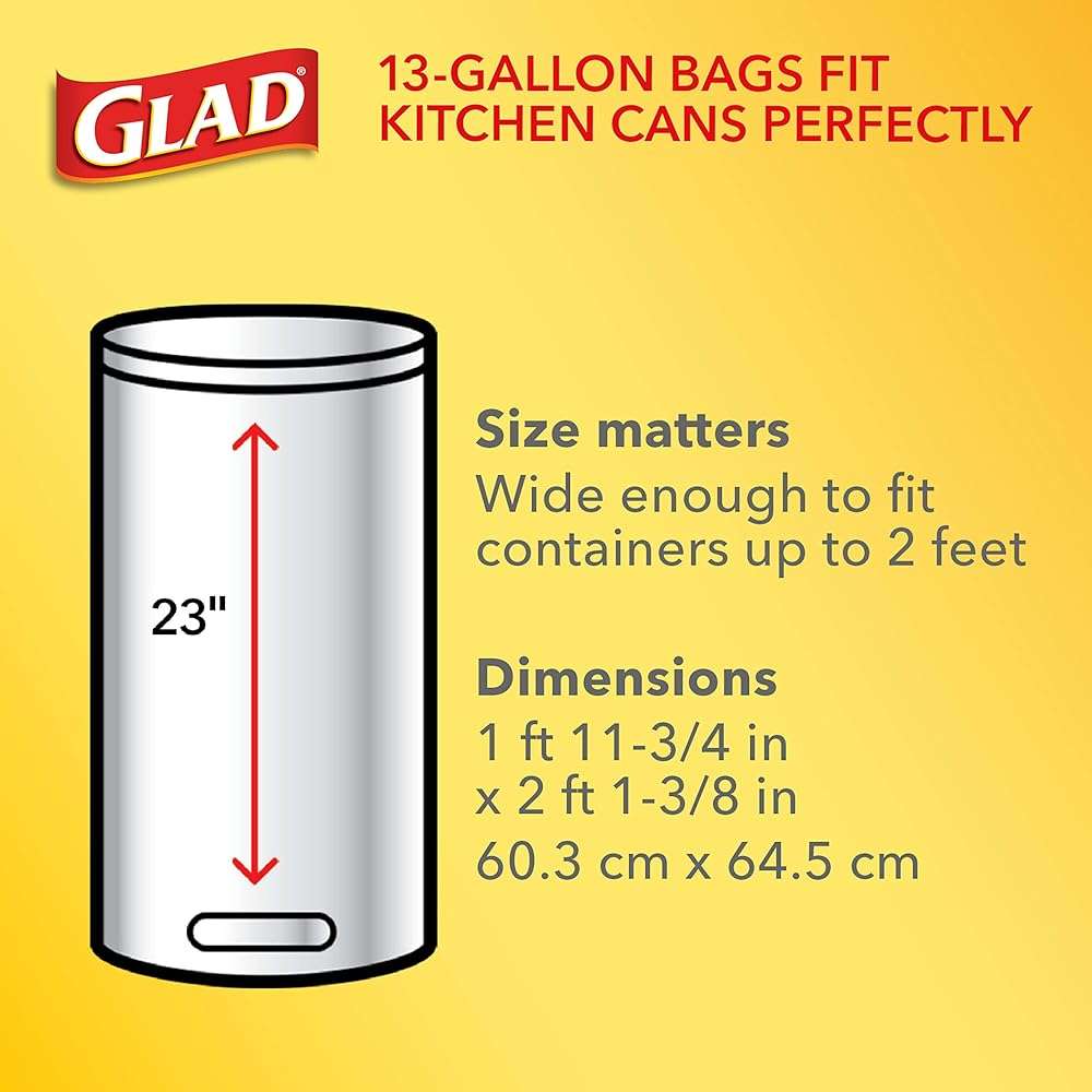 Glad Tall Kitchen Trash Bags 13 Gallon, Unscented Garbage Bags, Quick-Tie, 68 Count - Image 2