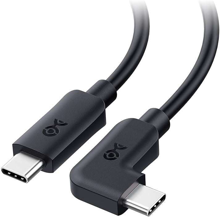 Cable Matters 20Gbps Right Angle USB C Cable - 6ft, Supports Up to [8K@30Hz / 4K@120Hz Video, 240W Charging, 20Gbps Data Transfer] 90 Degree USB C Cable, Right-Angle USBC to USBC Cord - Image 1