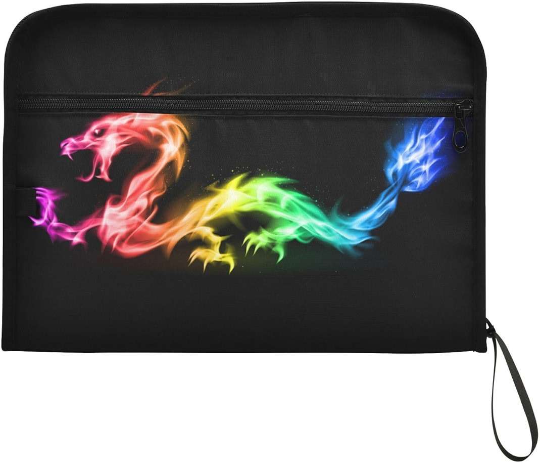 Fire Rainbow Dragon Expanding File Folder, 13 Pockets Accordion File Organizer with Sticky Labels Zipper Portable A4 Document Organizer for Home Office School Supplies - Image 7