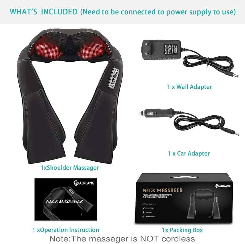 AERLANG Shiatsu Back and Neck Massager, Back Massager Deep Tissue Kneading Neck and Shoulder Massage with Heat, Electric Massage Pillow Fathers Day Gift Ideas from Daughter Son(NOT Cordless) - Image 6