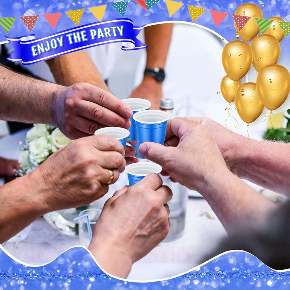 Roshtia 100 Pack 2 oz Plastic Shot Cups, Mini Disposable Shot Glasses 2 oz Wedding Party Cups for Bridal Shower Wedding Party, Beer Taste Serving, Snacks(Navy Blue) - Image 2