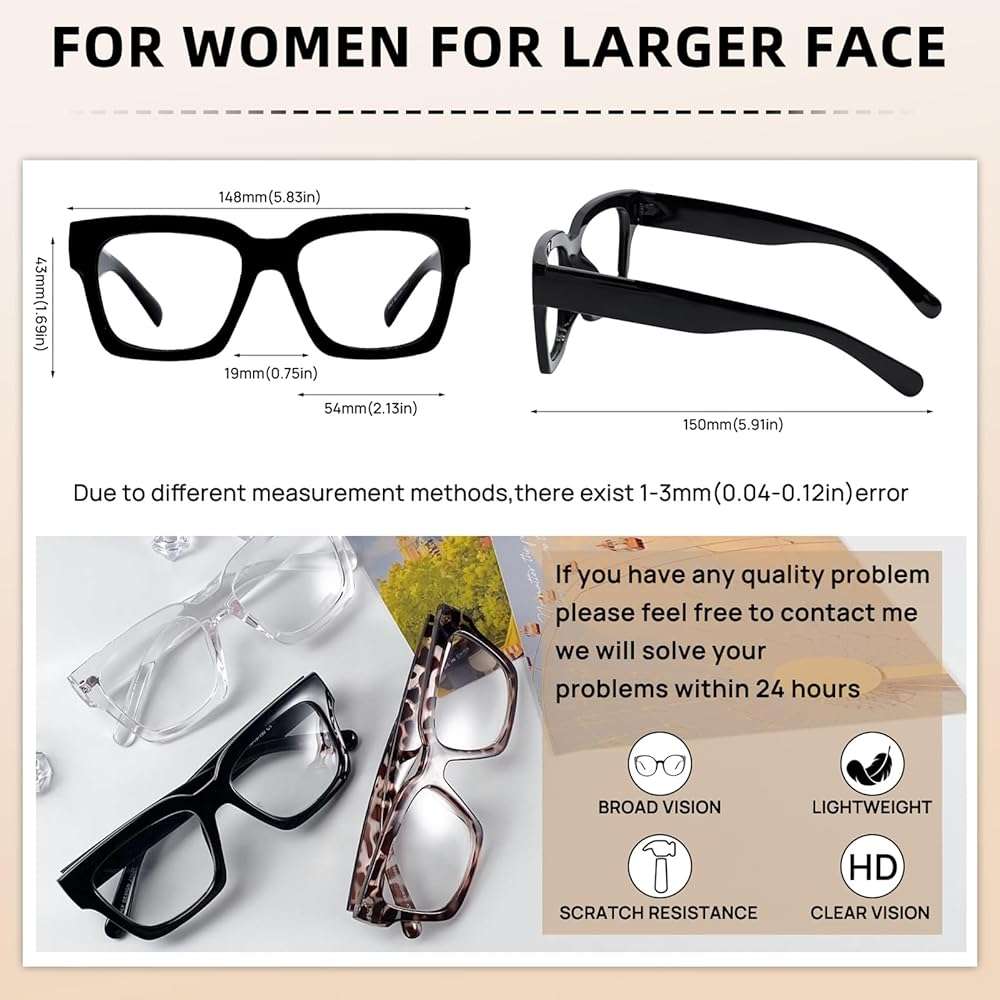 OCCI CHIARI Large Frame Reading Glasses for Women Retro Square Readers - Image 6