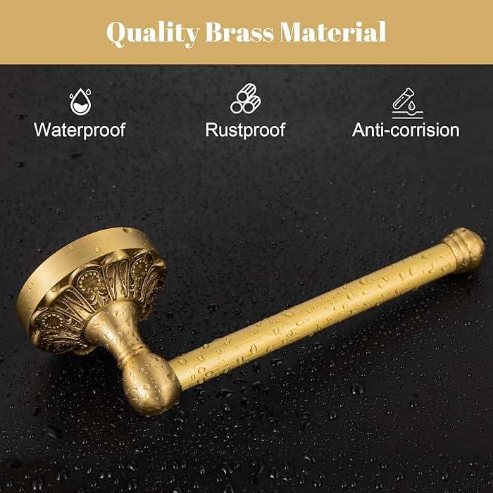 Lucyound Antique Brass Toilet Paper Holder, Bathroom Tissue Roll Holder Wall Mount, Vintage Gold Decorative Bathroom Accessories, Brass Petal-Relief Series - Image 5