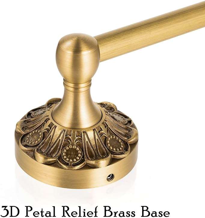 Lucyound Antique Brass Toilet Paper Holder, Bathroom Tissue Roll Holder Wall Mount, Vintage Gold Decorative Bathroom Accessories, Brass Petal-Relief Series - Image 6