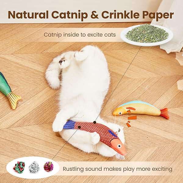 Potaroma Cat Toys Saury Fish, 3 Pack, Catnip Crinkle Sound, Soft and Durable, Interactive Kitten Kicker for Indoor Kitty Exercise 9.4 Inches for All Breeds - Image 4
