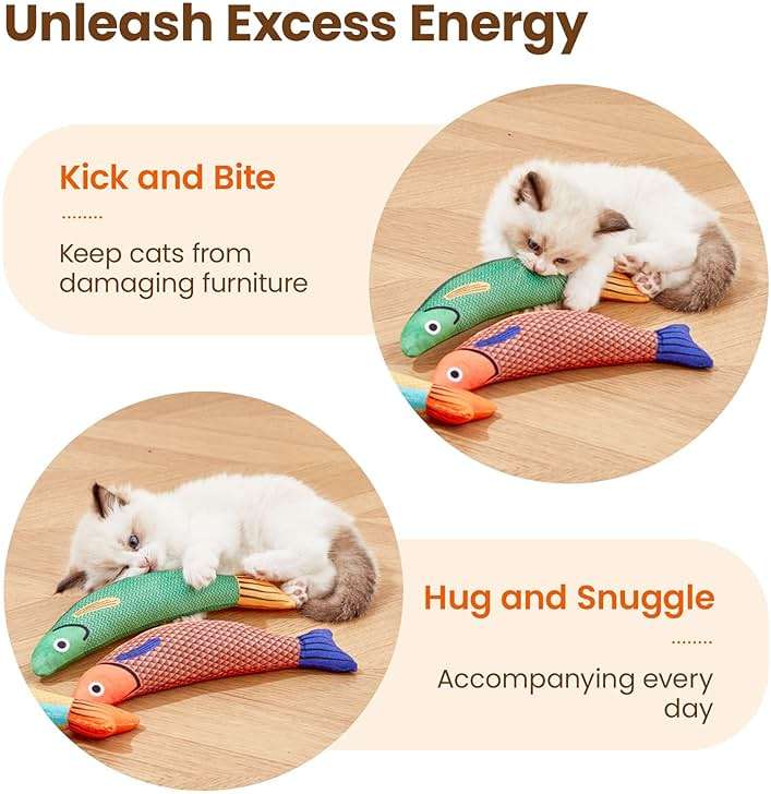 Potaroma Cat Toys Saury Fish, 3 Pack, Catnip Crinkle Sound, Soft and Durable, Interactive Kitten Kicker for Indoor Kitty Exercise 9.4 Inches for All Breeds - Image 5