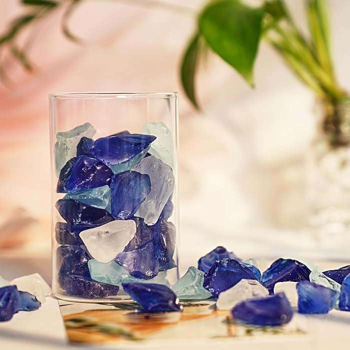 Versatile Frosted Sea Glass Block - 1LB Blue Vase fillers, Aquarium Gravels, Sea Glass Decor, Ideal for DIY Crafts, and Home Decor - Perfect for Beach Weddings and More (Cobalt & Turquoise & White) - Image 3