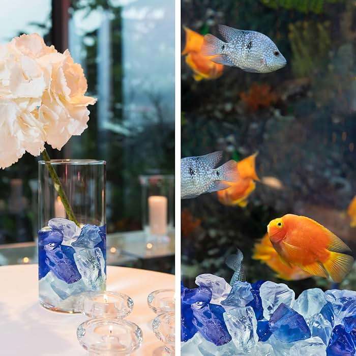 Versatile Frosted Sea Glass Block - 1LB Blue Vase fillers, Aquarium Gravels, Sea Glass Decor, Ideal for DIY Crafts, and Home Decor - Perfect for Beach Weddings and More (Cobalt & Turquoise & White) - Image 8