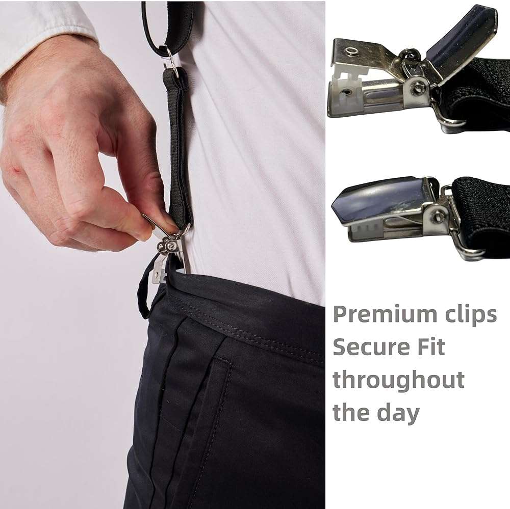 LazarsSpace 2 Clips Men's Suspenders X-Back Clip-On Elastic Braces for Formal and Casual Wear - Image 5