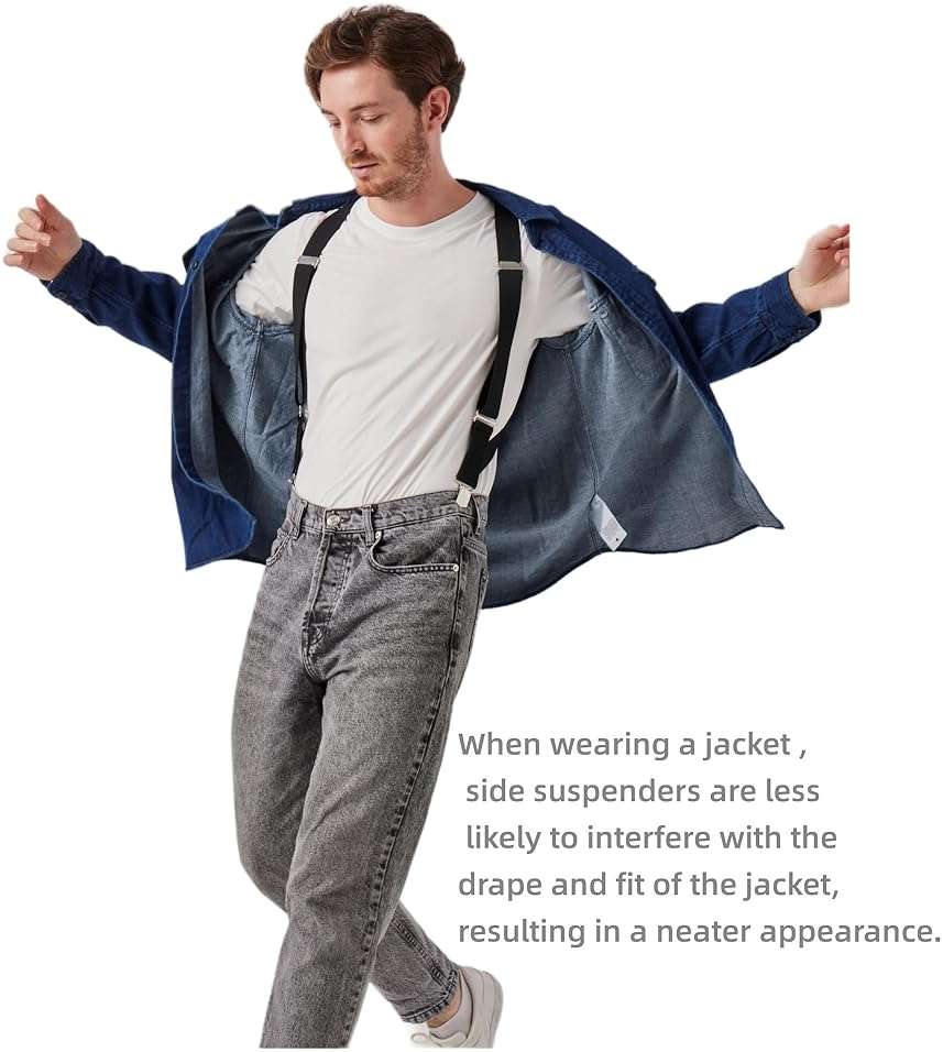 LazarsSpace 2 Clips Men's Suspenders X-Back Clip-On Elastic Braces for Formal and Casual Wear - Image 7