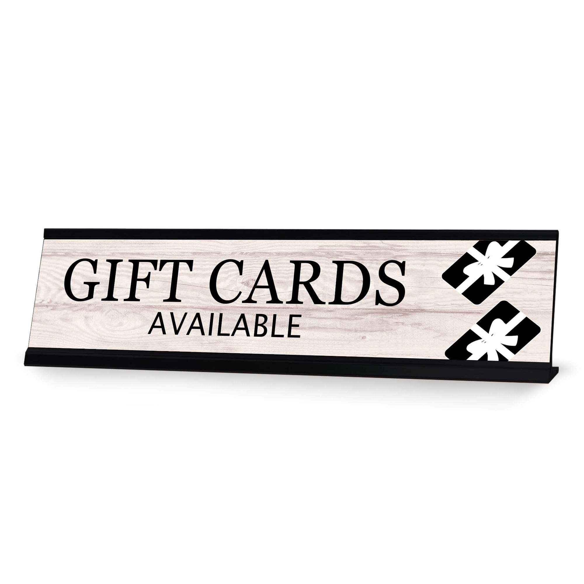Signs ByLITA Gift Cards Available Graphic Black Frame, Desk Sign (2x8") - Image 1