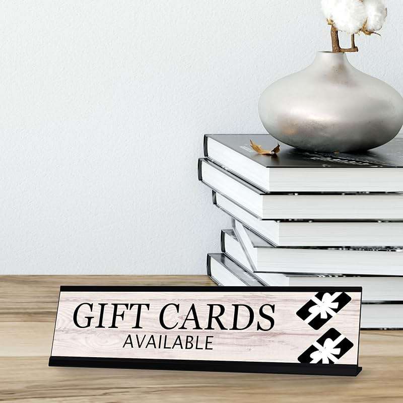 Signs ByLITA Gift Cards Available Graphic Black Frame, Desk Sign (2x8") - Image 3