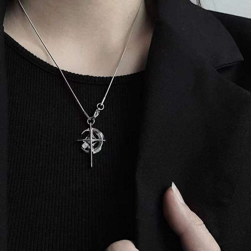 gateonse Y2k Moon Star Pendant Necklace for Men Women Stainless Steel Cool Necklaces Punk Star Necklaces Jewelry - Image 6