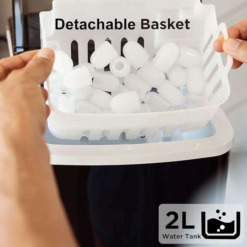 Silonn Countertop Ice Maker, Auto-Cleaning Portable Ice Machine with Ice Scoop and Basket, 26lbs in 24Hrs, 9 Ice Cubes Ready in 6 Mins, 2 Sizes of Bullet Ice for Home Party - Image 4