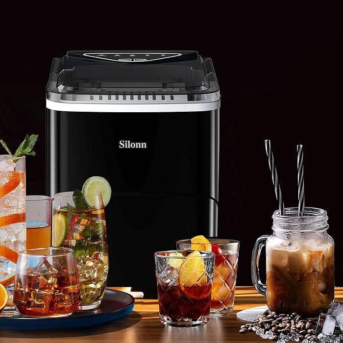 Silonn Countertop Ice Maker, Auto-Cleaning Portable Ice Machine with Ice Scoop and Basket, 26lbs in 24Hrs, 9 Ice Cubes Ready in 6 Mins, 2 Sizes of Bullet Ice for Home Party - Image 6