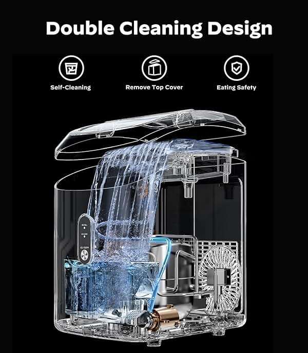 Nugget Ice Maker Countertop, Silonn Chewable Pellet Ice Machine with Self-Cleanin Function, 36lbs/24H Portable Ice Makers for Home Kitchen Officce, Black - Image 4