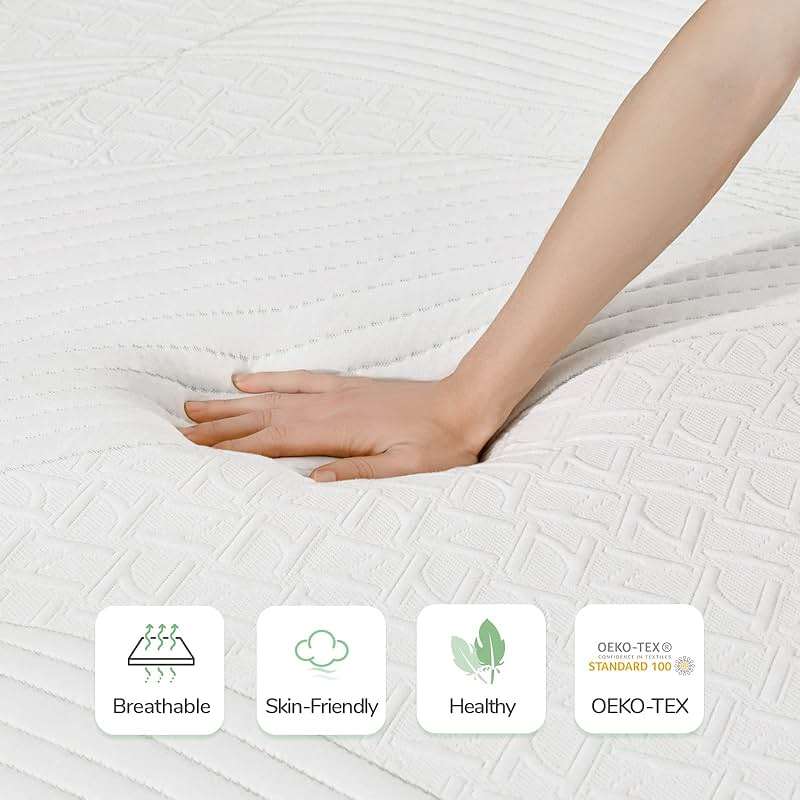 Novilla Full Mattress, 10 Inch, Cooling Memory Foam, Medium Firm, White - Image 2
