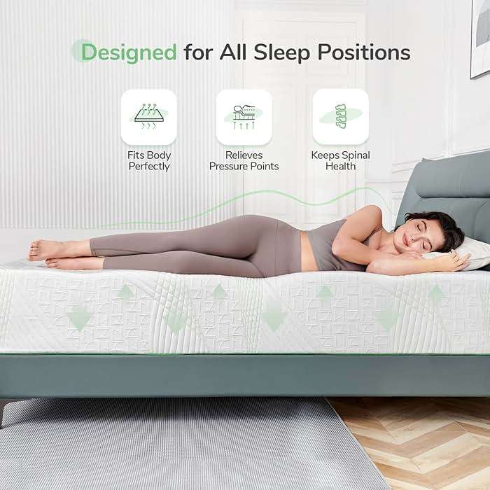 Novilla Full Mattress, 10 Inch, Cooling Memory Foam, Medium Firm, White - Image 3
