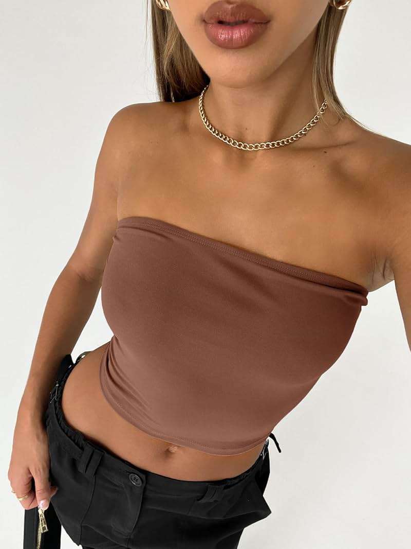 Trendy Queen Womens 3 Pack Strapless Tube Tops Summer Crop Bandeau - Image 2