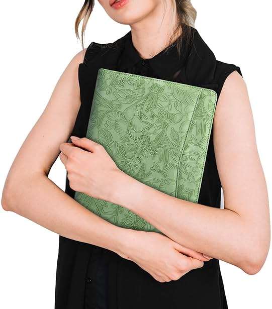 AZXCG Leather Portfolio with Zipper, Embossed Leather Padfolio for Women, Professional Business Portfolio Organizer fits 13" Tablet, Writing Pad Holder, Gifts for Women/Men, Valentine's Day Gift - Image 4