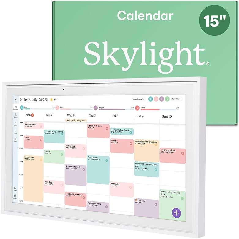 Skylight Calendar: 15-inch Wall Planner Digital Calendar & Chore Chart, Smart Touchscreen Interactive Display for Family Schedules – Wall Mount Included, Great for Organizing Your 2026 Calendar - Image 1