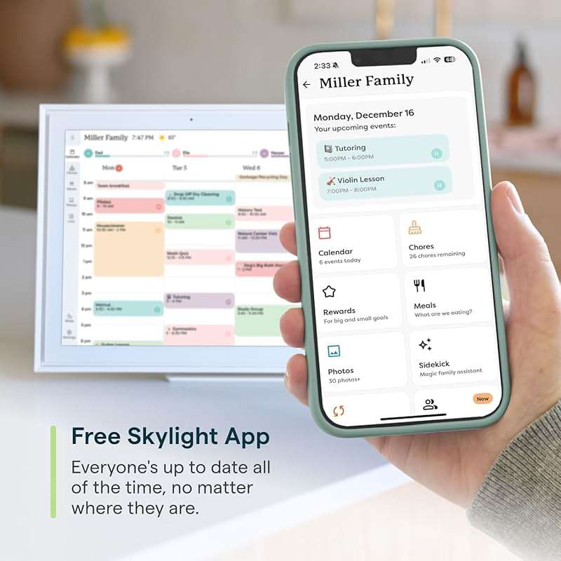 Skylight Calendar: 15-inch Wall Planner Digital Calendar & Chore Chart, Smart Touchscreen Interactive Display for Family Schedules – Wall Mount Included, Great for Organizing Your 2026 Calendar - Image 5