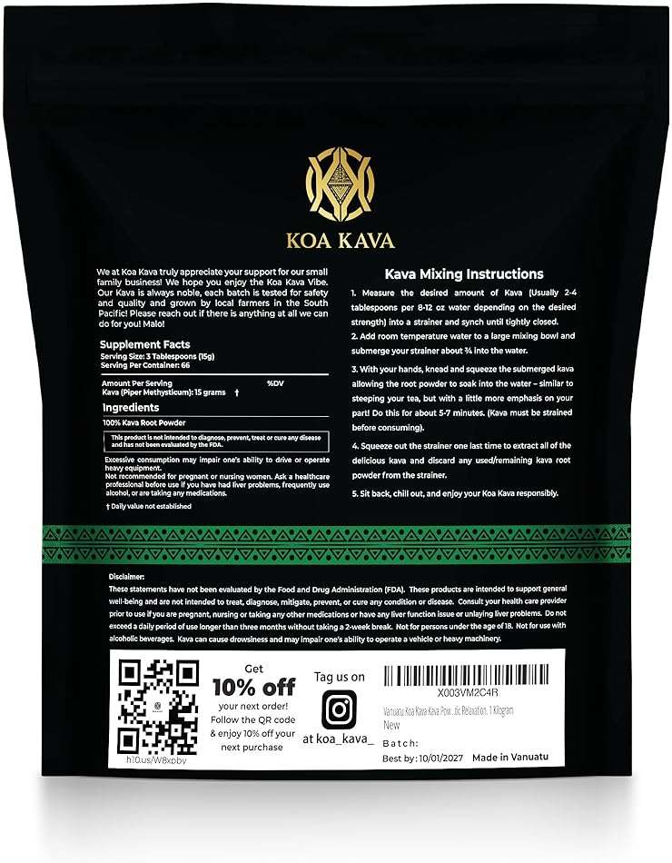 Vanuatu Koa Kava Kava Powder - 1 Kilo Premium Noble Waka Kava Tea made from Lateral Roots in Vanuatu for Authentic Relaxation. 1 Kilogram - Image 7