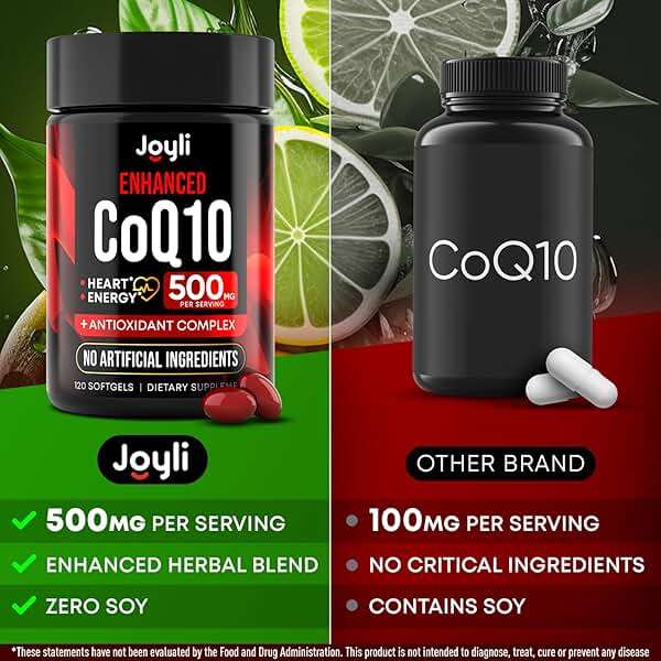High Absorption CoQ10 500MG - Co Q 10 Supplement 120 Softgels for Heart Health&Energy Production - Enhanced CoQ10 Nutritional Supplements with Coenzyme Q10 - Alternative to Coq 10 400mg softgels - Image 2