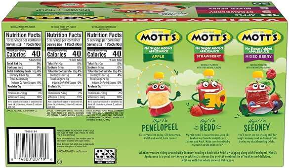 Mott's No Sugar Added Applesauce Variety Pack, 3 Flavors – Apple, Strawberry & Mixed Berry, Made from Real Fruit, No Artificial Flavors, 3.2 oz Clear Pouches, 20 Pack - Image 2