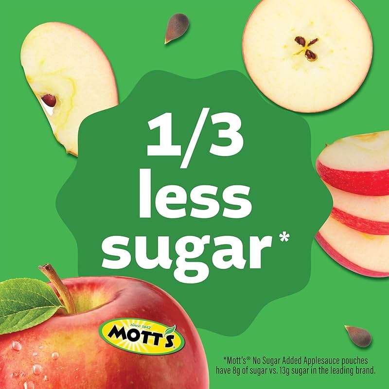 Mott's No Sugar Added Applesauce Variety Pack, 3 Flavors – Apple, Strawberry & Mixed Berry, Made from Real Fruit, No Artificial Flavors, 3.2 oz Clear Pouches, 20 Pack - Image 5