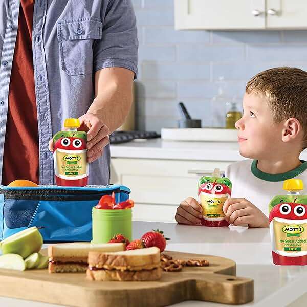 Mott's No Sugar Added Applesauce Variety Pack, 3 Flavors – Apple, Strawberry & Mixed Berry, Made from Real Fruit, No Artificial Flavors, 3.2 oz Clear Pouches, 20 Pack - Image 9